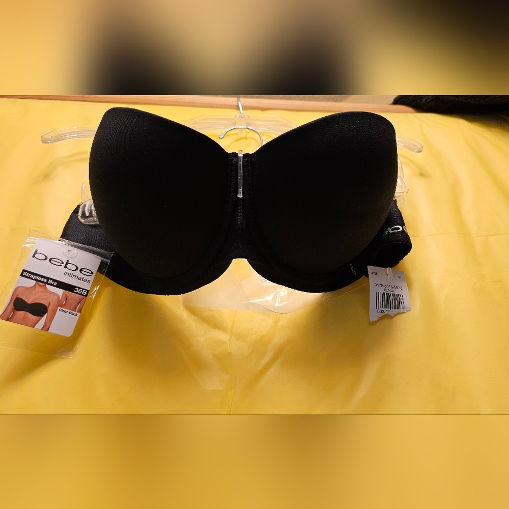 BEBE bra strapless woman's black strapless bra 36 B